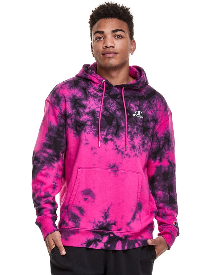 Sudadera Con Capucha Champion Hombre - Galaxy Dye Embroidered C & Script Applique ( Rosas/Negras ) 8